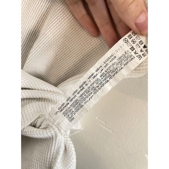 Zara Top Women's Plain White Tee Medium Waffle Short Sleeves 100% Cotton - Picture 6 of 8
